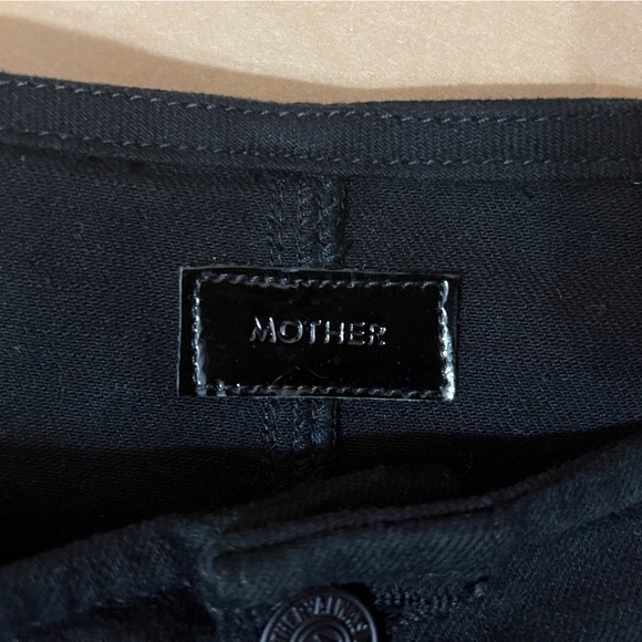 Mother The Pixie Minx Mini Skirt Pitch Black Ruffle Tiered Denim Button Size 27 - Picture 3 of 14